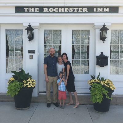 York family outside of The Rochester Inn, Sheboygan Falls, WI